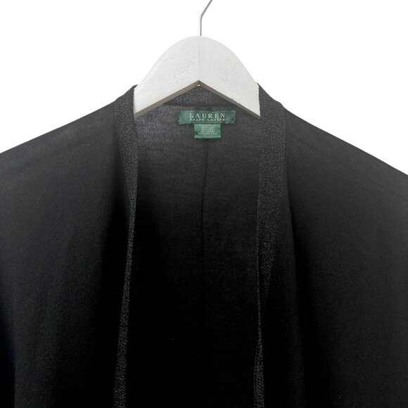 LAUREN Ralph Lauren Black Shawl Light Knit Metallic Border Evening Wrap - Picture 6 of 9